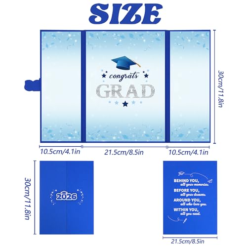 Image of Vlipoeasn Blue Silver 2026 Graduation Guest Book Alternative, Class of 2026 Grad Party Decorations, Signature Book for 2026 College High School, Unique Graduation Gifts for Friends