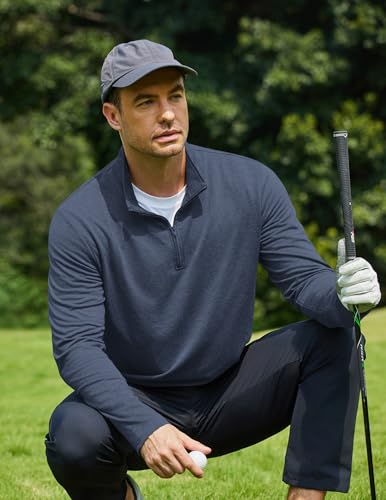 COOFANDY Quarter Zip Mock Neck Pullover