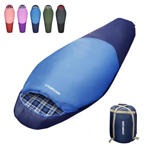 Wkfamout Cold Weather Mummy Sleeping Bag Flannel 0 Degree Winter Sleeping Bag Machine Washable Heavy Duty For Adults,Teenager With Compression Sack 4 Seasons For Camping Hiking Traveling cover