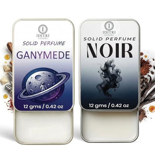 Image of IDITRI EXPORT Solid Perfume |Ganymede&Noir Alcohol Free Wax Perfume Balm, Long Lasting | Pocket Tin 12g, Pack Of 2| Non Greasy Smooth Glide, Travel Friendly Men And Women