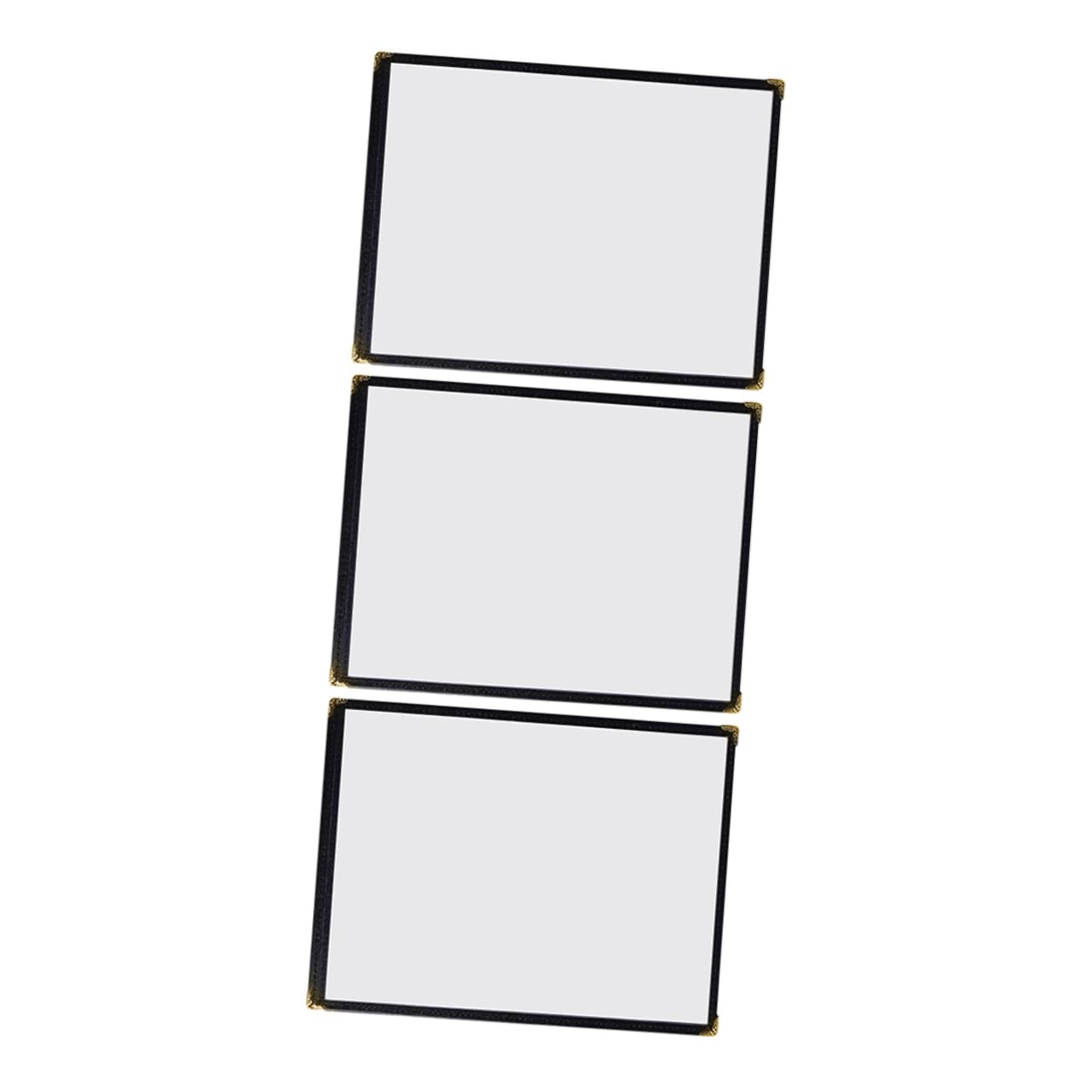 PRETYZOOM Leather Recipe Book Cover 3pcs Waterproof Menu Holder A4 Size Easy to Cle