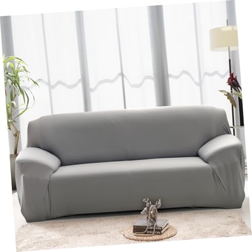 Funda de sofá elástica y antideslizante gris lavable para proteger el salón 3