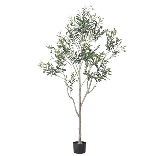 Bluecho 5.8Ft Faux Olive Tree Potted Silk Artificial Fruit Plants Trees In Pots For Home Decor Indoor Outdoor (New Version) #TOP16