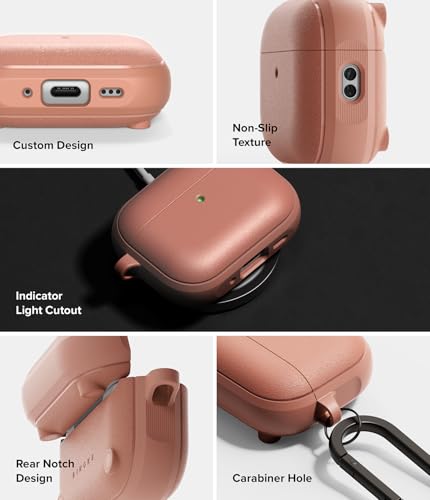 Image of Ringke Onyx Magnetic AirPods Pro 3 Case, Constant Coral | Compatible with MagSafe, Non-Slip Anti-Fingerprint Textured, Shockproof Protective Cover, Includes Carabiner