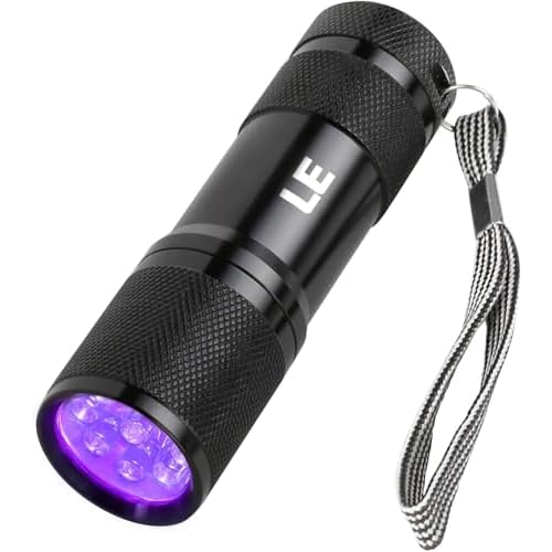 Lighting EVER Black Light Flashlight, Small UV Lights 395nm, Portable Ultraviolet Light Detector for Invisible Ink Pens, Dog Cat Pet Urine Stain, AAA Batteries Included
