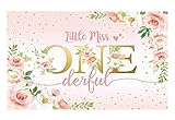 Funnytree Little Miss Onederful Backdrop Girl 1st First Birthday Bday Baby Shower Theme Party Banner Blush Pink Flower Floral Cake Table Decor Photography Photobooth Prop Gift