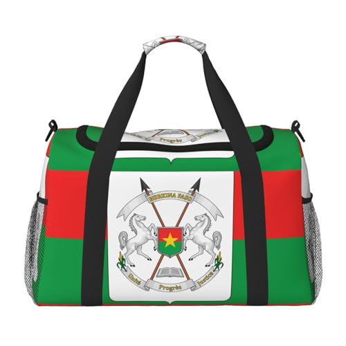 Flag Of Burkina Travel Duffel Bag Large Foldable Waterproof Overnight Bag For Beach Swim Bags Pool Sports Gym