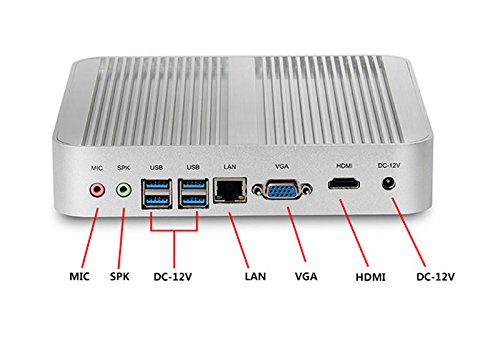 New Intel Broadwell i3 5005U Mini Barebone Fanless Barebone HTPC Desktop Barebone with 6xUSB(4xUSB3.0) VGA HDMI GbE Sliver Aluminum Shell