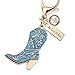MONNEL MC554 Little Cowboy Boot Lobster Clasp Charm for Women with Velvet Bag (Blue,1 Piece)