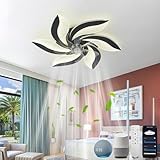 YOLEDY Ventiladores de Techo con Luz, Smart Lampara Ventilador techo Silencioso WiFi, Compatible con Alexa Google Home, Regulable, Motor DC, Modo Verano Invierno, para Dormitorio, Negro
