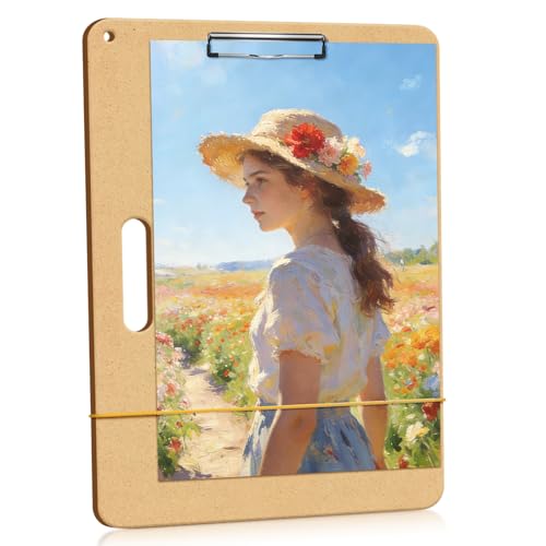 TKOnline 11.8x17.7 Drawing Board, Sketch Board with Sturdy Clip and Rubber Bands, Portable Art Clipboard for Classroom, Drafting and Studio Drawing