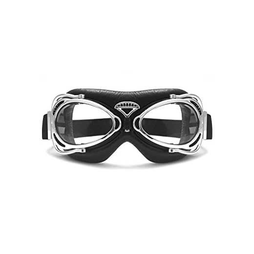 Gafas Motoristas Retro Aviadoras Negro Matte y Cromadas - Compact Design - AF77 Bertoni (Cromo) - Gafas Vintage para Cascos Moto Harley y Chopper