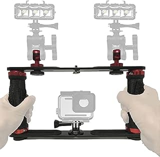 Aluminium Alloy Underwater Handheld Support Stabilizer Holder Video Light Dive Light Stand Tray with Two 1'' Ball Handle for Action Camera and Any Other Camera with 1/4 inch Screw Hole