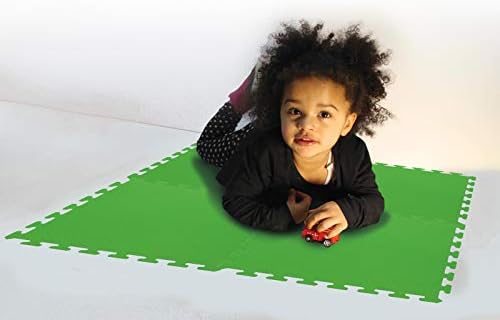 Yukarıdan aşağıya view of four assembled green Jamara puzzle mats, showing interlocking edges.