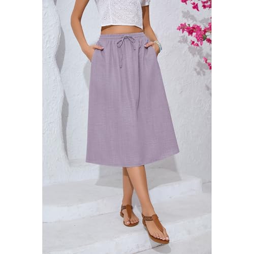 Image of Witsmile Women's Summer Pleated High Waisted Casual Flowy Skirt Pockets