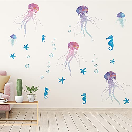 Nuanchu 28 piezas vinilos decorativos marinos infantiles miniatura 4