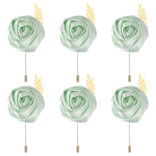Boutonnière en forme de rose pour homme boutonnière vert clair en tissu pour réception