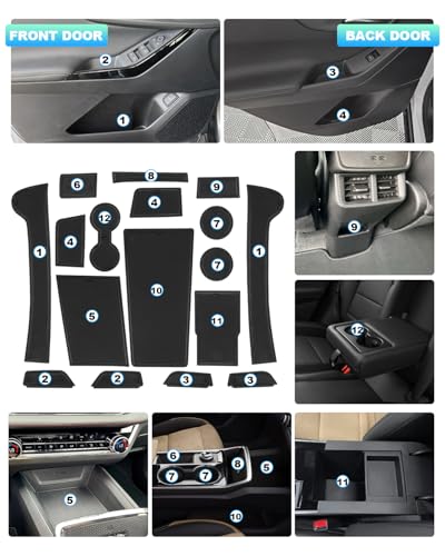 Image of CDEFG 17Pcs for 2025 2026 Chevy Equinox Door Slot Mats Cup Holder Mats 2025 2026 Equinox Accessories Console Insert Pocket Rubber Set Anti Slip Door Slot Mat Console Coaster Liner Pad(Black)