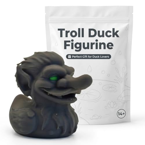 Troll Duck Collectible Figurine - Unique Fantasy Character Desk Decor for Home or Office Accent - 3D Printed in Canada