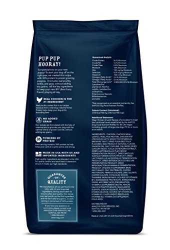 Amazon Brand - Wag Grain Free Dry Dog Food for Puppies, Chicken and Lentil Recipe (5 lb. Bag) Trial