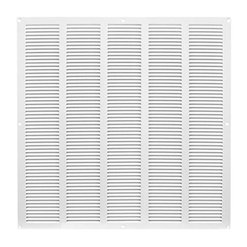 Prostko LTD Griglia di ventilazione in metallo bianco, 500 x 500 mm, con zanzariera, rete anti insetti, moderna copertura piatta