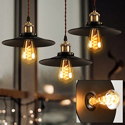 PNRLUX ペンダントライト 3個セット ダクトレール式 E26口金 LED電球付き リモコン付き 直径22cm 吊り下げライト 300LM 4.5W（20W形相当） 北欧風 シーリングランプ インテリア アンティークレトロ ダイニング 吊り下げ 照明器具 天井照明 遠隔操作 装飾電球 雰囲気 調光 調色 常夜灯 食卓 リビング レトロ スチール製 工事不要 居間（電池別売り） [2]