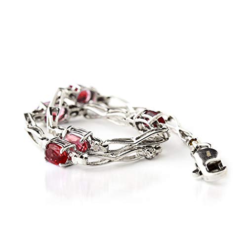 1.16 Carat 14K Solid White Gold Natural Garnet Natural Diamond Bracelet Tennis Anklet (9) #TOP4