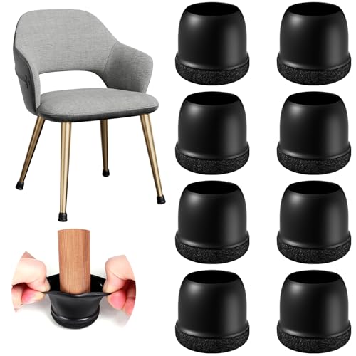 Image of 24 Pcs Chair Leg Protectors for Hardwood Floors Round, Black Fit:1.1 inch-1.4 inch