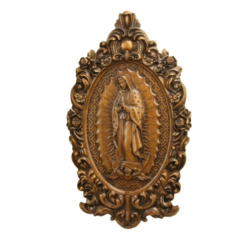 Virgen de Guadalupe en madera tallada QIADGE, fina artesanía para decoración de iglesia