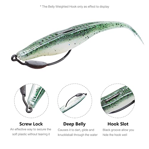Bombrooster Fishing Bait Soft Plastic Fishing Lure, 4in Salty Split Tail Jerk Shad Minnows Lure for Bass Fishing, Swimming Jerk Bait 30 Pcs with Tackle Box - Thumbnail 3