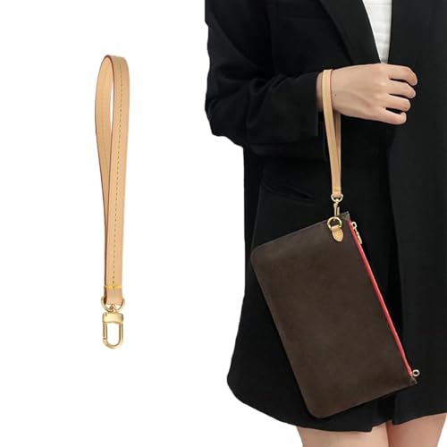 Image of jiesinlov Purse Hand Wrist Strap,Vachetta Leather Replacement Wristlet Keychain Strap for Clutch Bag