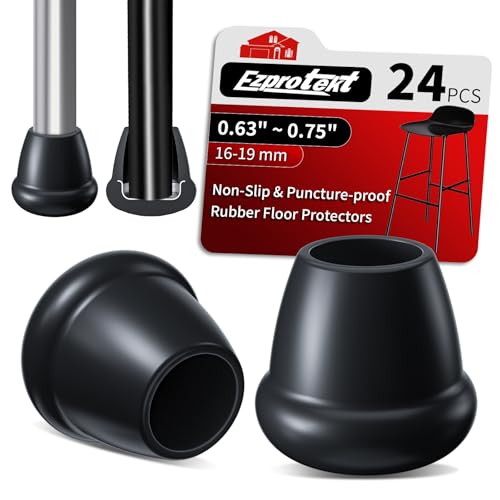 Ezprotekt 0.75" Rubber Chair Leg Caps Non-Slip Chair Leg Floor Protectors