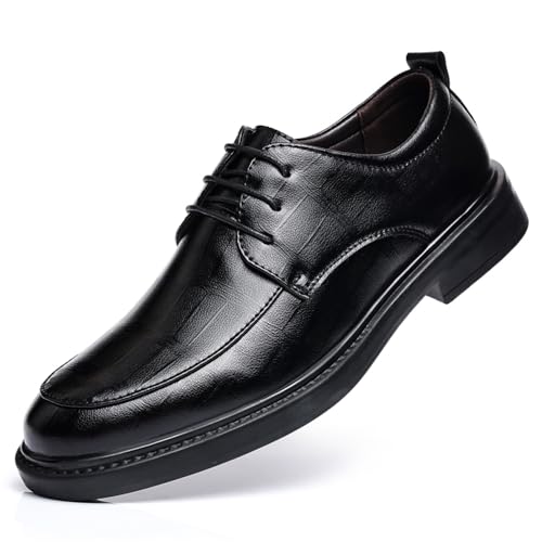 Image of Men's Dress Shoes Casual Oxford Lace-up Fashion Business Formal Shoes Black 44