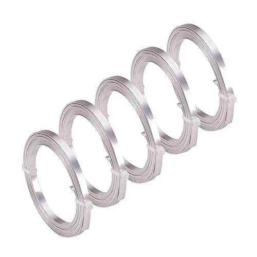 5 Rolls 3mm Aluminum Flat Wire Silver 32.8Ft Jewelry Craft Wire Bendable Nose Wire Metal Strips for Face Masks Sculpting Armature Wire Wrapping Resin Bezel Frame Jewelry Ring Making