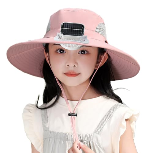 Wide Brim Solar Fan Hat for Kids, Hat with 1 Solar Power Fan, Bucket Hats for Child