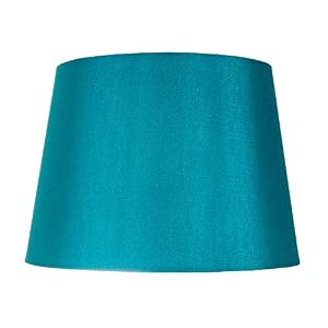 Traditionally Designed Medium 12″ Lamp Shade in Teal Faux Silk Fabric | 60w Max | 30cm Bottom Diameter by Happy Homewares
