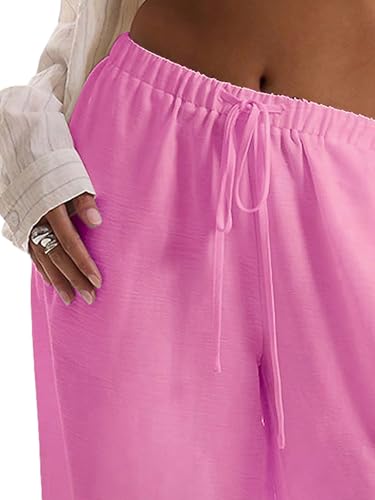 Image of RoseSeek Women's Beach Cover Ups Wide Leg Loose Linen Pants Swimsuit Coverup Summer Vacation Outfits 2026