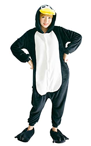 FunnyCos Pijama Animal para Adultos, Unisex, Fantasia para Halloween, Cosplay, Roupa de Casa, Pinguim, XL