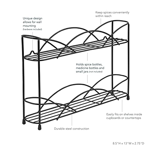 Spectrum Diversified Countertop Rack Cabinet Pantry Organization & Storage, 2-Tier Spice Organizer With Optional Wall Mount, Black #TOP1