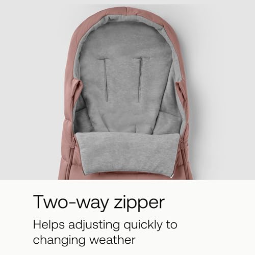 Image of Bugaboo All-Season Footmuff for Strollers - Weatherproof, Breathable, Water-Repellent, Removable Insert, Fits All Bugaboo Strollers - Dusty Pink | Soft fleece lining, breathable materials, weatherproof protection, two-way zipper, reflective details, Dusty Pink