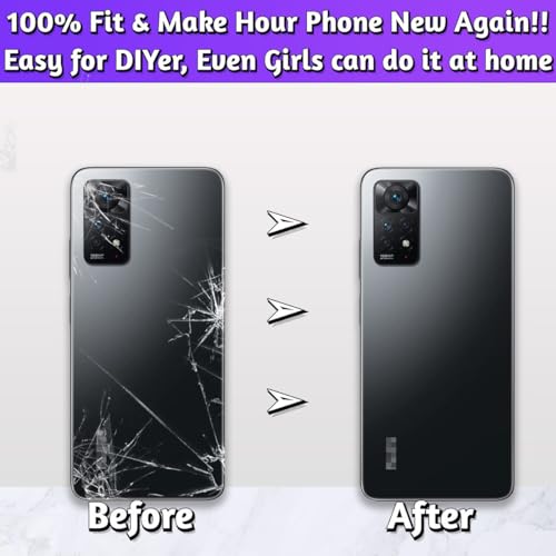 LUVSS Back Glass Cover Replacement Compitable for Xiaomi Redmi Note 11 Pro 5G Rear Cover + Camera Lens + Repair Manual DIY Tools Kit (White) - Image 3