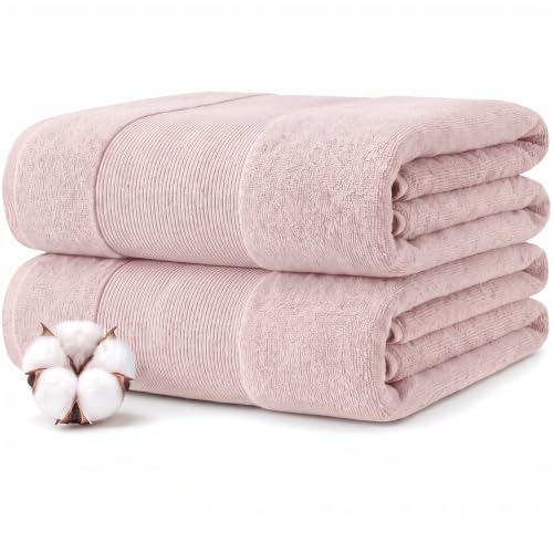 Modern Threads Air Cloud 2 Pack Bath Sheets – Oversized 35 x 66 Bath Towels – 100% Cotton, 500 GSM Zero-Twist, Soft, Absorbent & Quick Dry (Blush)