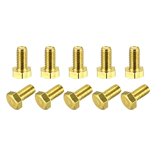 Image of uxcell Brass Hex Bolts, M6x12mm 10pcs Fully Thread Grade 4.8 Solid Brass Hexagon Head Bolt Machine Screws for Machinery