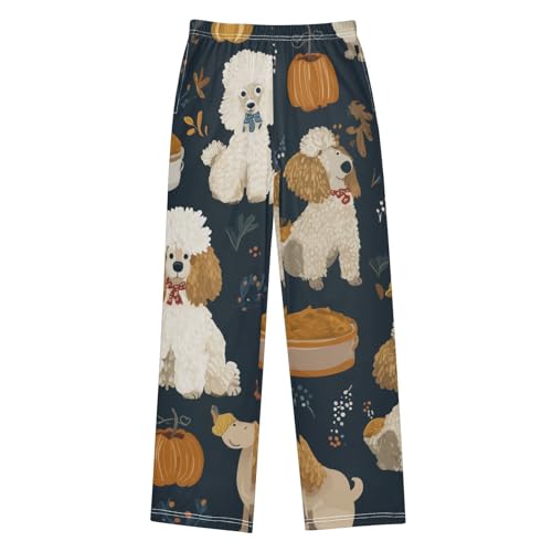 ZZXXB Poodle Thanksgiving Day Boys Long Pants Soft Trousers Elastic Waist Kids Lounge Bottoms with Pockets S-XL