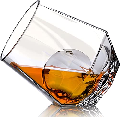 Image of 350ML European Crystal Whiskey Glasses Set of 2 pcs Bar Glass for Drinking Bourbon, Whisky, Scotch, Cocktails, Cognac- Old Fashioned Cocktail Tumblers (Crystal Set of 2)