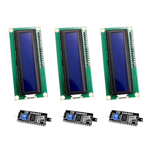ARCELI Lot de 3 modules LCD IIC I2C TWI 1602 - Modules d'affichage série 16 x 2 - Compatible avec Arduino et Raspberry Pi (avec fond bleu et caractères blancs)