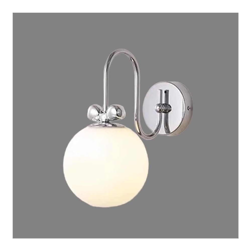 Tonfon One Color White Spherical Wall Sconce Metal Wall Lamp With Glass Globe Lampshade, Bedside Lighting Wall Mounted Lamp For Bedroom Living Room Study Room Dining Room Hallway Stairs Hall Restaurant