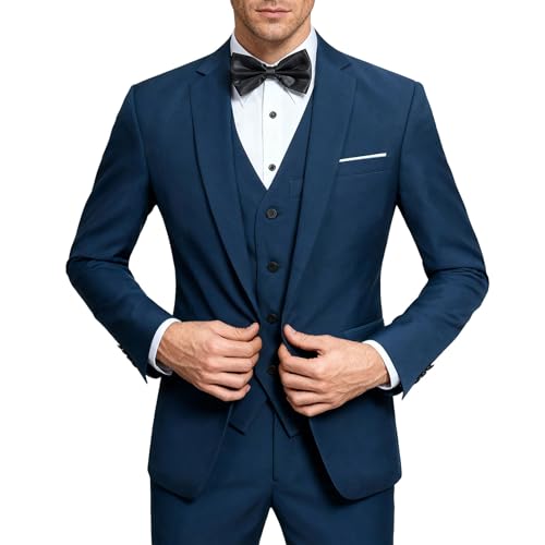 YFFUSHI Men's 3 Piece Suit Sets Slim Fit One Button Blazer with Vest & Pants, Professional...