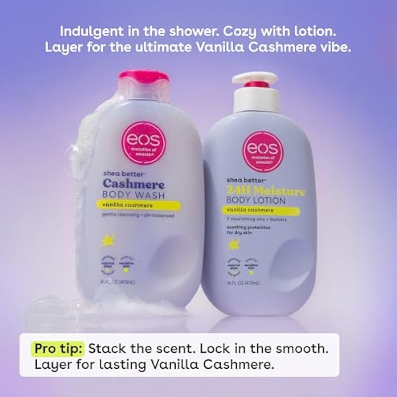 eos Shea Better Cashmere Body Wash, Vanilla Cashmere, Moisturizing, pH Balanced Body Wash, Creamy Gel Formula, Paraben & Phthalate Free, Sensitive Skin, 16 fl oz 16 Ounce (Pack of 1) 상세이미지 6