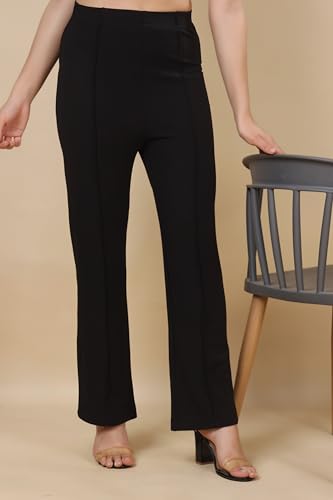 Image of Women's Polycotton Comfort Fit Straight Trousers - Lightweight, Flexible & Skin-Friendly Pants for Work, Travel & Casual Style